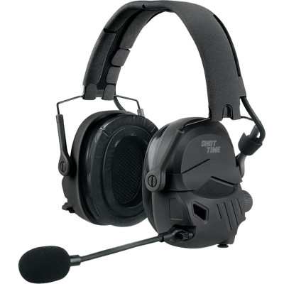 Наушники активные ShotTime с подключением к радиостанции, NRR 26dB, чёрные